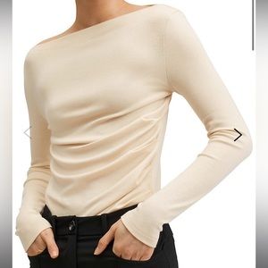 NWT: Mango Squareneck Ruched Sweater